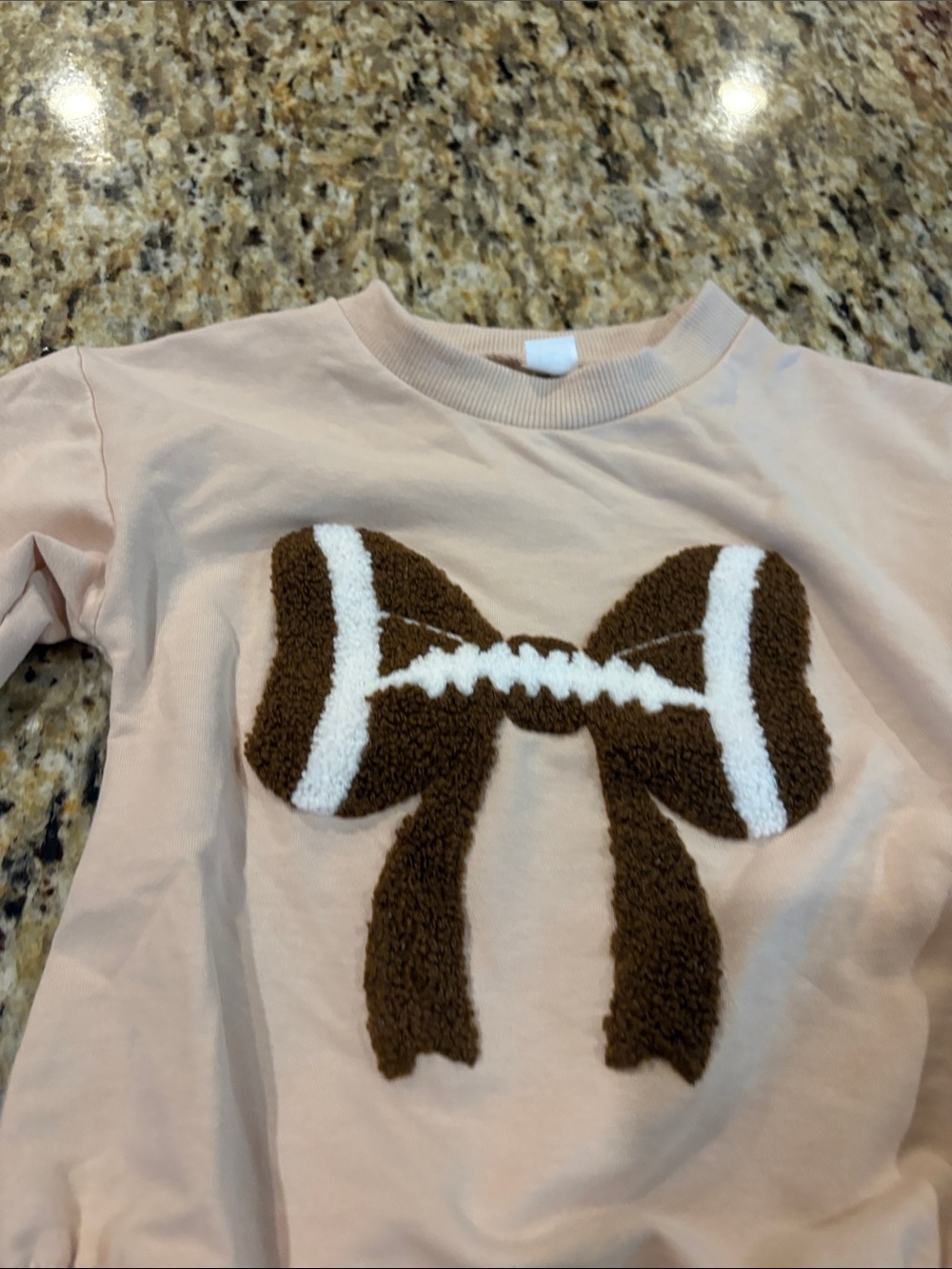 Baby Girls' cream Long-Sleeve Top with Football Bow Applique